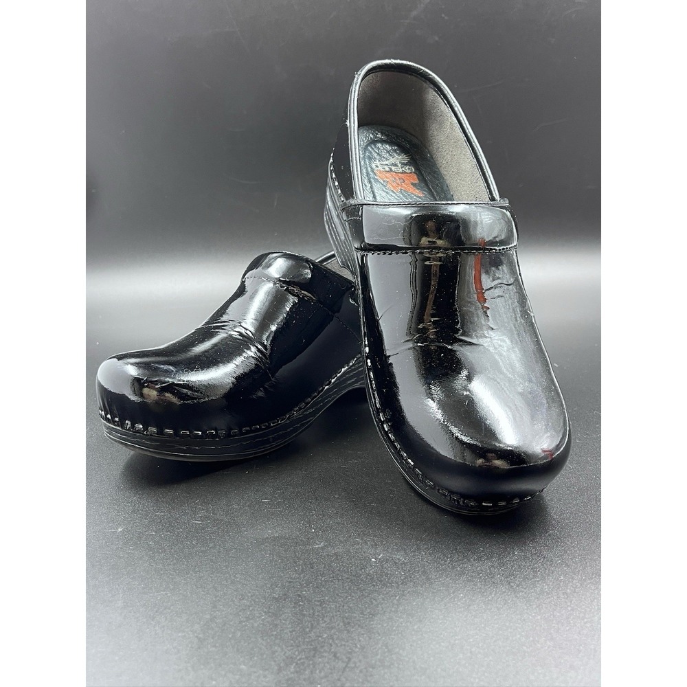 Sanita Dansko Black Patent Leather Clogs Non-Slip EU Size 38 US 7.5